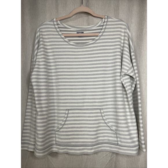 AERIE Striped Terry Cloth Crewneck Pullover Sweatshirt Cozy Beach Women’s M - Picture 1 of 5